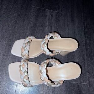 Braided Strap Women's Sandals - Cream and Tan